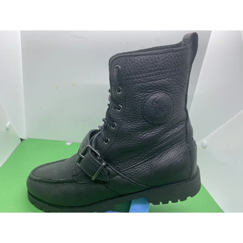 Ralph Lauren Polo Sport Mens Ranger Leather Buckle Boots Black 7.5D 14557 G19